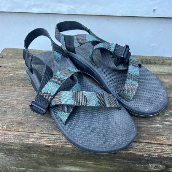 Chaco Z/X Strappy Hiking Adventure Sandals Teal Blue Black Webbing Men’s 11 - Picture 1 of 5